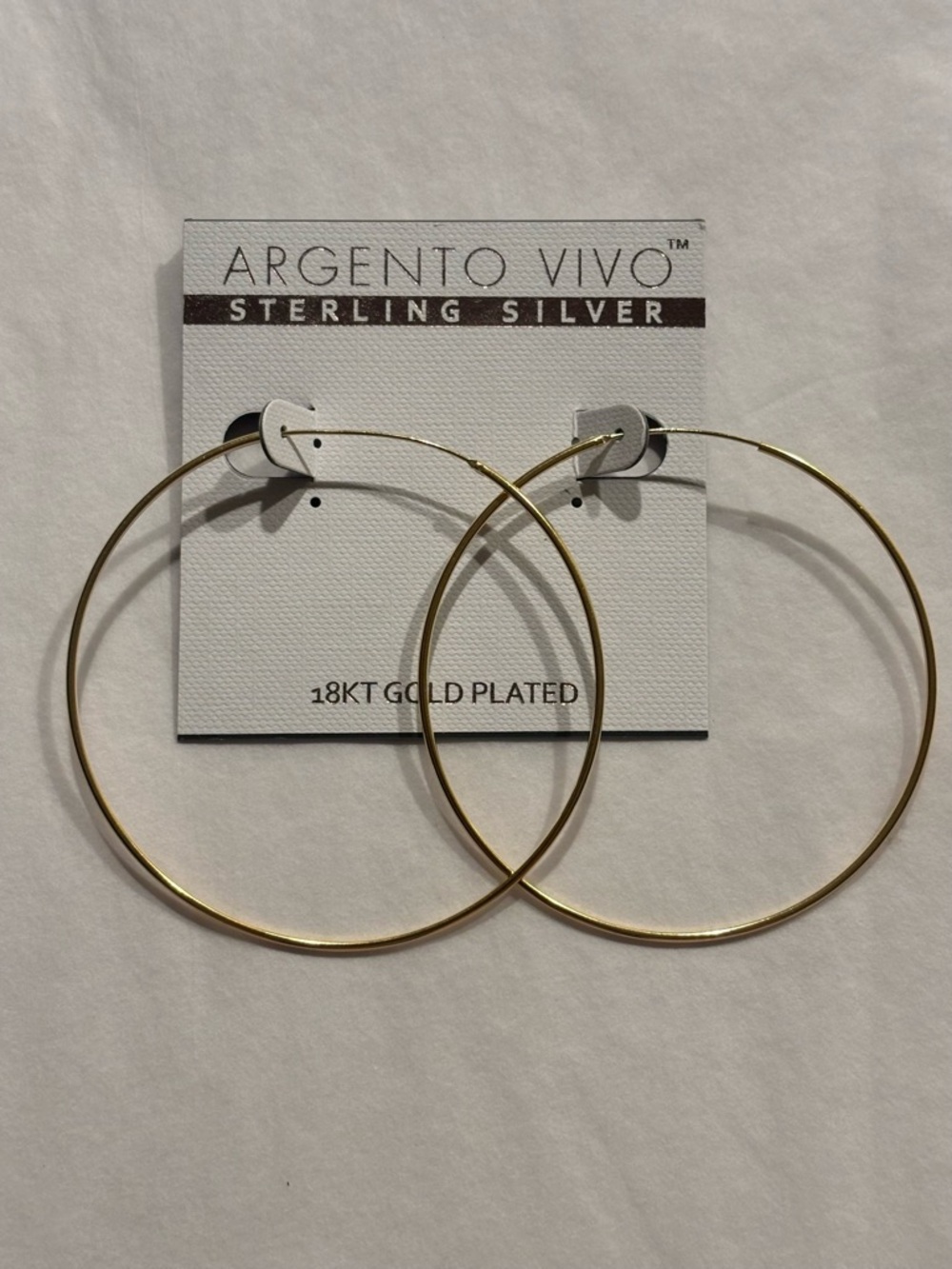 NWT Argento Vivo 18KT Gold Plated silver Large Hoop Earrings - Gold 2.5 inches